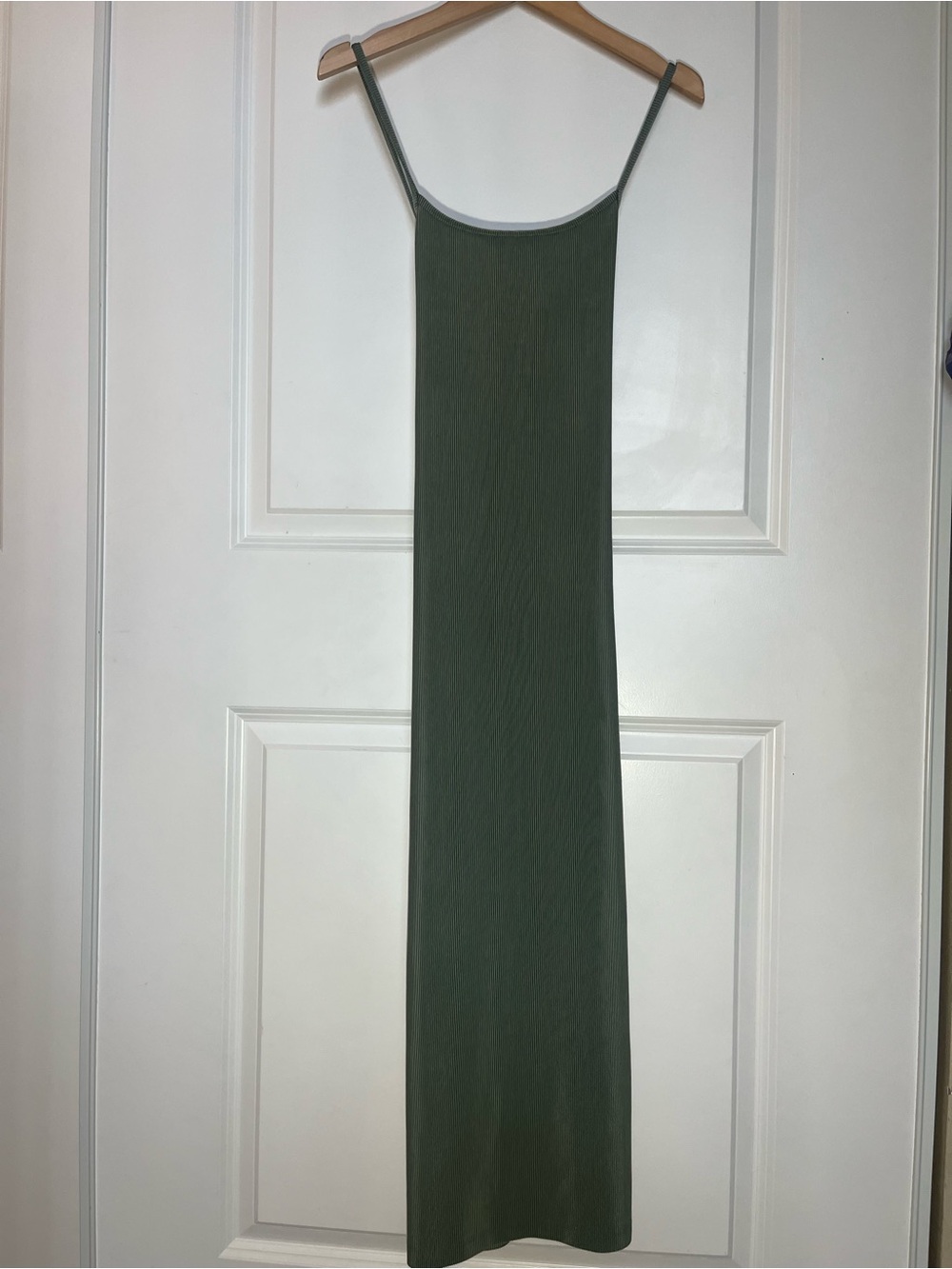 Fashion Nova Olive Green Ribbed Maxi Slip Dress